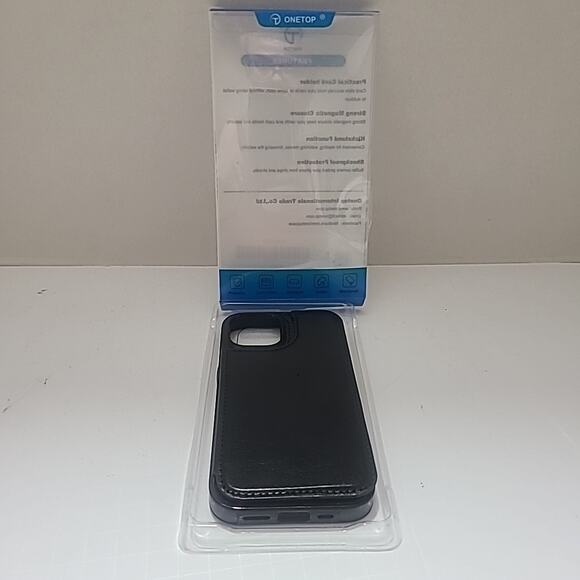 iPhone 15 Bundle Black Wallet Magnet Clasp Card Holder Stand + Screen Protectors - Picture 5 of 7